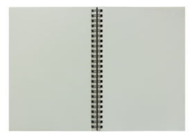cuaderno de espiral abierto aislado con trazado de recorte para maqueta png