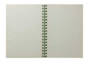 cuaderno de espiral abierto aislado con trazado de recorte para maqueta png