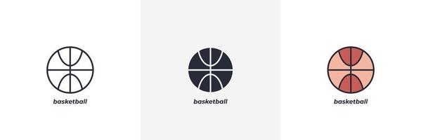 basketball icon. Line, solid and filled outline colorful version, outline and filled vector sign. Idea Symbol, logo illustration. Vector graphics