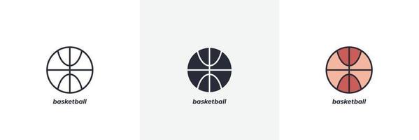 icono de baloncesto. línea, versión en color de contorno sólido y relleno, contorno y signo de vector relleno. símbolo de idea, ilustración de logotipo. gráficos vectoriales