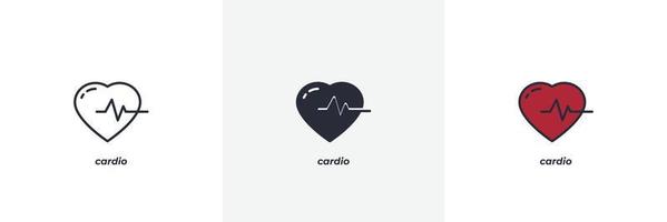 icono de cardio. línea, contorno sólido y relleno versión en color, contorno y signo de vector relleno. símbolo de idea, ilustración de logotipo. gráficos vectoriales