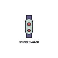 Vector sign of smart watch symbol is isolated on a white background. icon color editable.