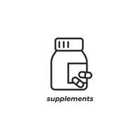 Vector sign of supplements symbol is isolated on a white background. icon color editable.