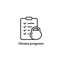 icono de línea de programa de fitness. signo de estilo lineal para concepto móvil y diseño web. icono de vector de contorno. símbolo, ilustración de logotipo. gráficos vectoriales