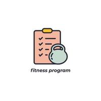 el signo vectorial del símbolo del programa de fitness está aislado en un fondo blanco. color de icono editable. vector