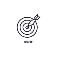 Vector sign of darts symbol is isolated on a white background. icon color editable.