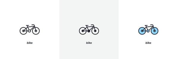 icono de bicicleta. línea, versión en color de contorno sólido y relleno, contorno y signo de vector relleno. símbolo de idea, ilustración de logotipo. gráficos vectoriales