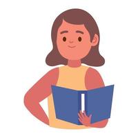 niña feliz leyendo un libro vector