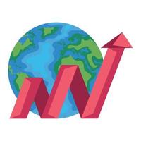 earth planet with increase arrow vector