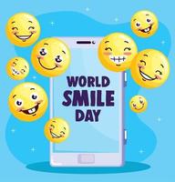 world smile day lettering card vector