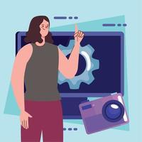 female designer with camera vector