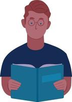 picture of a person with glasses reading a book vector