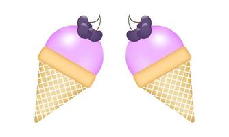 grape ice cream cone illustration vector