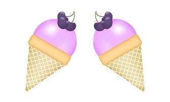 grape ice cream cone illustration vector