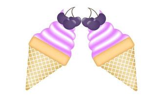 grape ice cream cone illustration vector