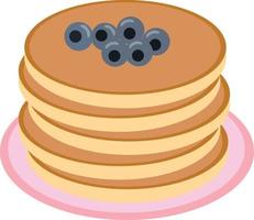 pancake with blueberries on a plate in flat style. single element for design. food, american dessert vector