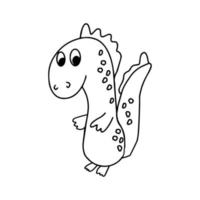dragón dinosaurio dibujado a mano en estilo garabato. lindo personaje de cuento de hadas para niños. pegatina, icono. vector, minimalismo, monocromo, escandinavo vector