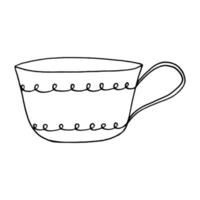 cup with curly line hand drawn in doodle style vector