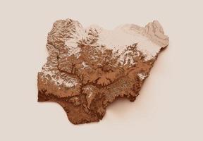 Map of Nigeria in old style, brown graphics in a retro style Vintage Style. High detailed 3d illustration photo