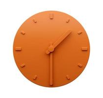 Minimal Orange clock 1 30 Half past one o'clock abstract Minimalist wall clock 13 30 or 01 30 3d Illustration photo