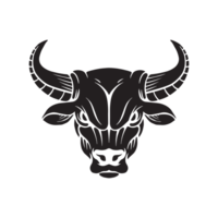 bull head illustration in wildlife logo badge illustration png