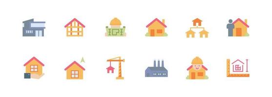 Model House Line Icons Vector Illustration , Building , Home , Residential House