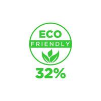 Eco friendly green leaf label sticker. vector