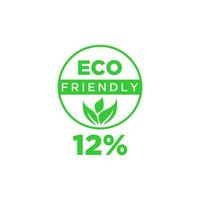 Eco friendly green leaf label sticker. vector