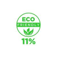 Eco friendly green leaf label sticker. vector