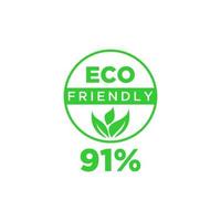 Eco friendly green leaf label sticker. vector