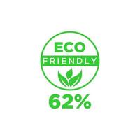 Eco friendly green leaf label sticker. vector