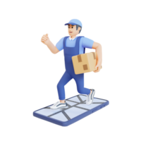 courier running to deliver orders 3d character illustration png