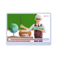 senior teacher teaching online 3d character illustratio png