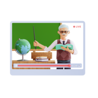 senior leraar onderwijs online 3d karakter illustratio png