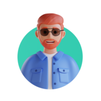 cool man 3D cartoon avatar portrait png