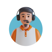 male customer service 3D cartoon avatar portrait png