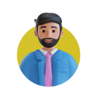 business manager 3D cartoon avatar portrait png