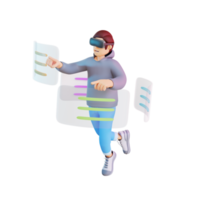 young man wearing virtual reality headset 3d character illustration png