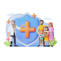 versicherung zum schutz der familiengesundheit live 3d-charakterillustration png