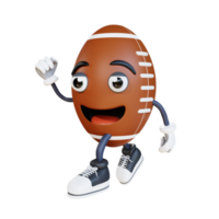 running american football mascot 3d character illustration png