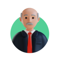 senior businessman 3D cartoon avatar portrait png