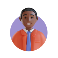 giovane uomo d'affari 3d cartone animato avatar ritratto png