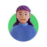 retrato de avatar de dibujos animados en 3d de mujer joven png