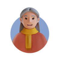 old woman 3D cartoon avatar portrait png