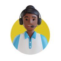 female customer service 3D cartoon avatar portrait png