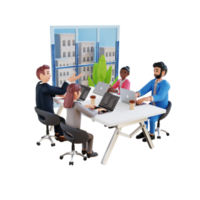 group of business people having discussion in conference room 3d character illustration png