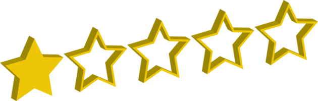 1 estrela 3d classificação de revisão de ouro amarelo png