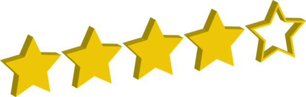 4 stars 3d yellow gold review rating png