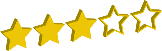 3 stars 3d yellow gold review rating png