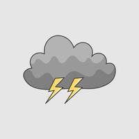 Cloudy Clouds With Lightning Doodle Cartoon vector